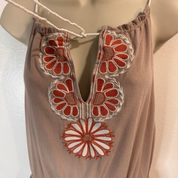 Lulus Romper L Barcelona Beauty Blush Pink Embroidered Floral Tassel Boho Beach - Picture 5 of 11